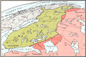 Территории отошедшие к СССР по 
мирному договору 12 марта 1940 года.